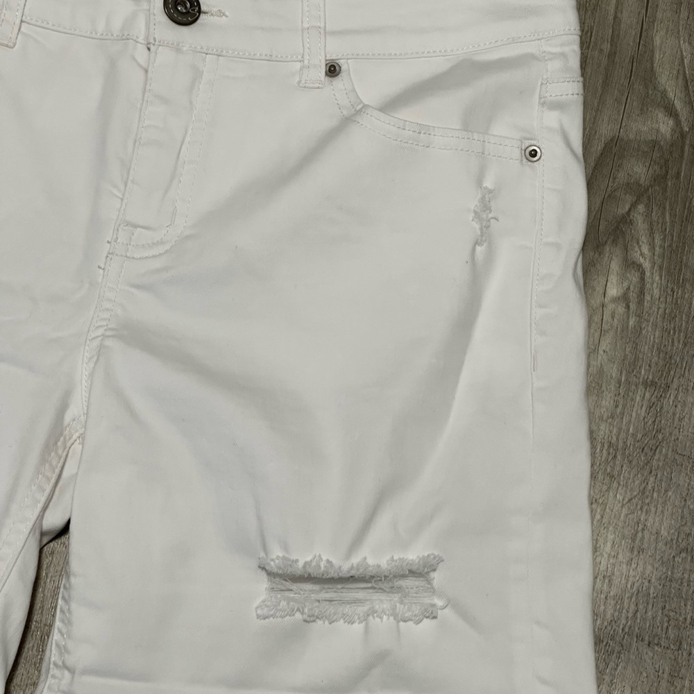 Women's Supplies 10 Medium Shorts Jeans Bermuda Destroyed White Denim Stretch - Picture 5 of 9